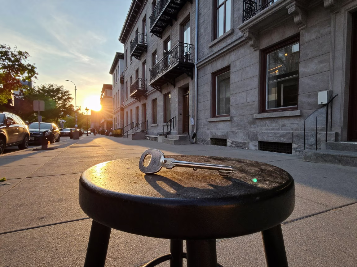 Key Blank in Montreal at Sunset Light in in Montreal, Quebec, Canada