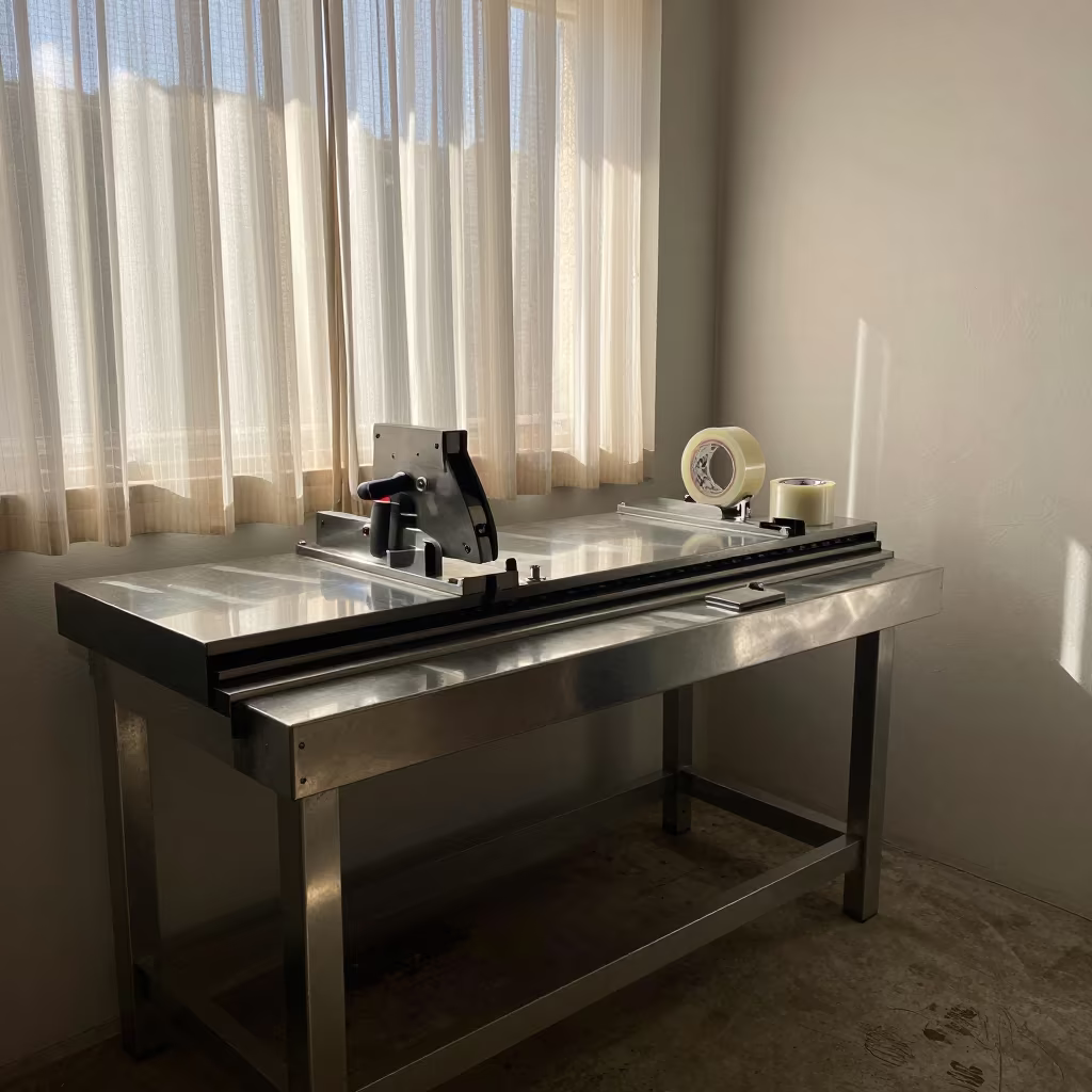 Key Cutting Bench in Moçâmedes Stockroom in inside a stockroom behind the sales floor in Moçâmedes