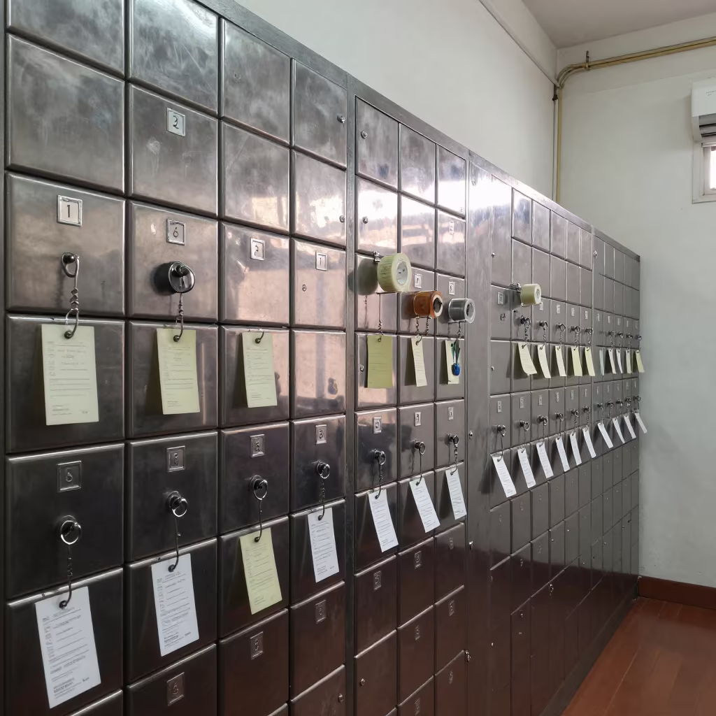 Key Drawer Locker Stockroom Chinatown KL in inside a stockroom behind the sales floor in Chinatown, Kuala Lumpur