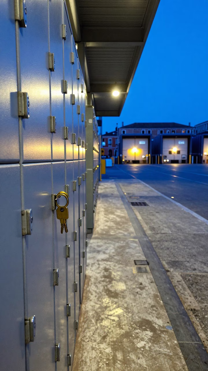 Key Locker in Venice Cross-Dock Evening Blue in inside a cross-dock lane in Cannaregio, Venice