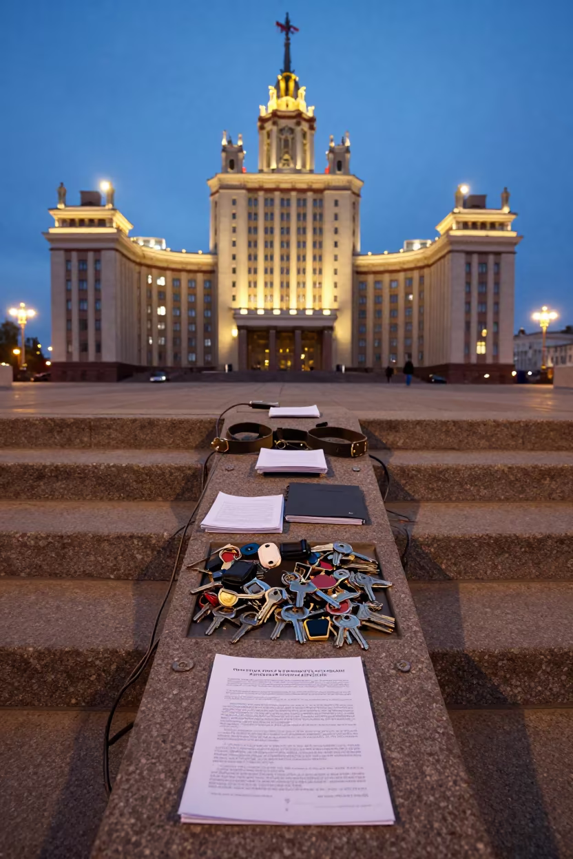 Keys and Petitions on City Hall Steps Novosibirsk in on the steps of city hall in Novosibirsk