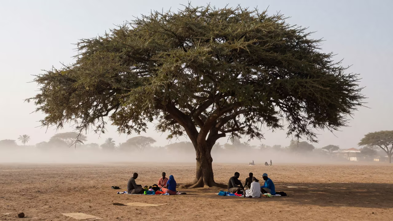 Khartoum Family Picnic Under Oak With Fog in in Khartoum