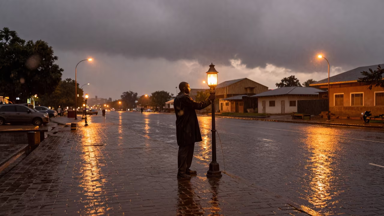 Khartoum Lamplighter Twilight Rain Reflections in in Khartoum
