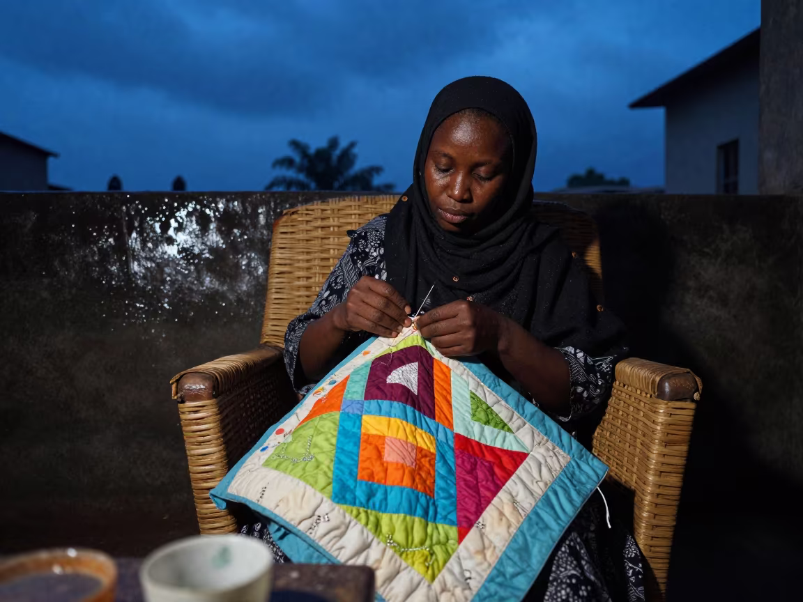 Khartoum Quilt Stitching in Indigo Monsoon Twilight in in Khartoum