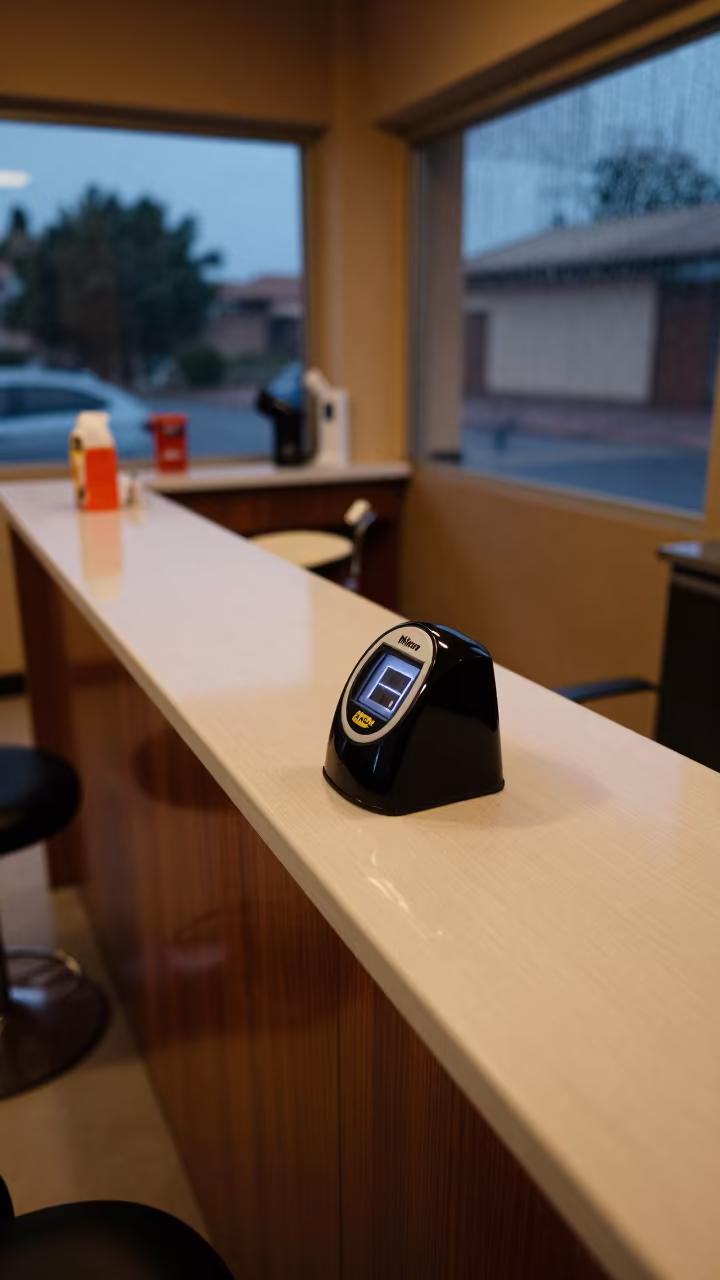 Khartoum Salon Timer Stand Twilight Neon Glow in at a salon reception counter near Khartoum