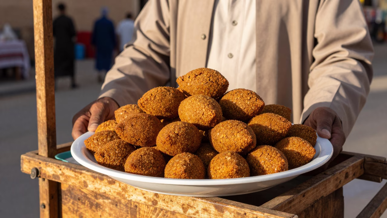 Kibbeh Plate at The Early Afternoon Light in Fez in in Fez, Morocco