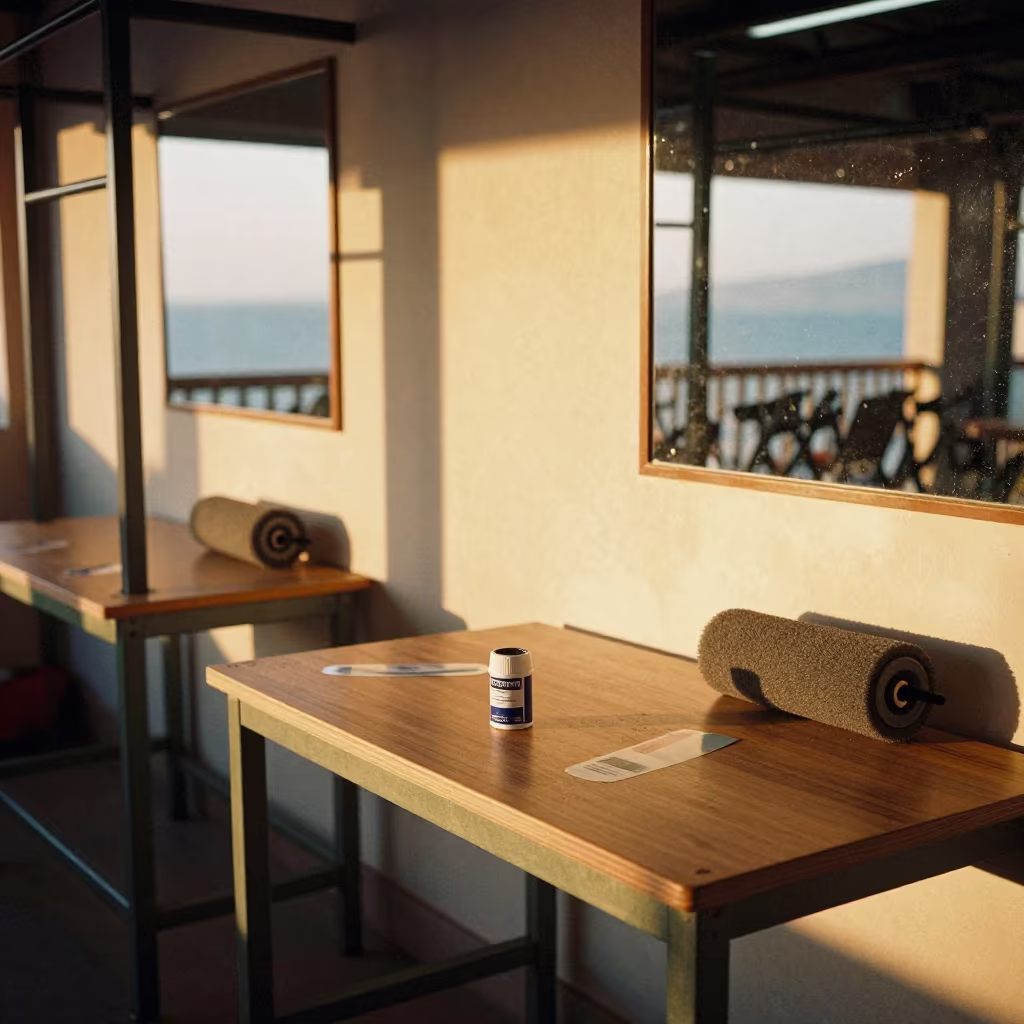 Kickboard Touch-Up Tin in Callao Recovery Lounge in inside a recovery lounge beside foam rollers in Callao