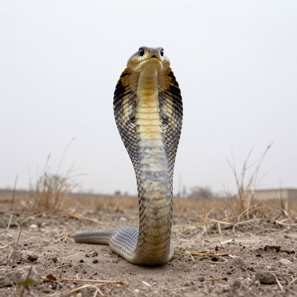 King Cobra Hood Spread in Uzbekistan Winter in in Uzbekistan