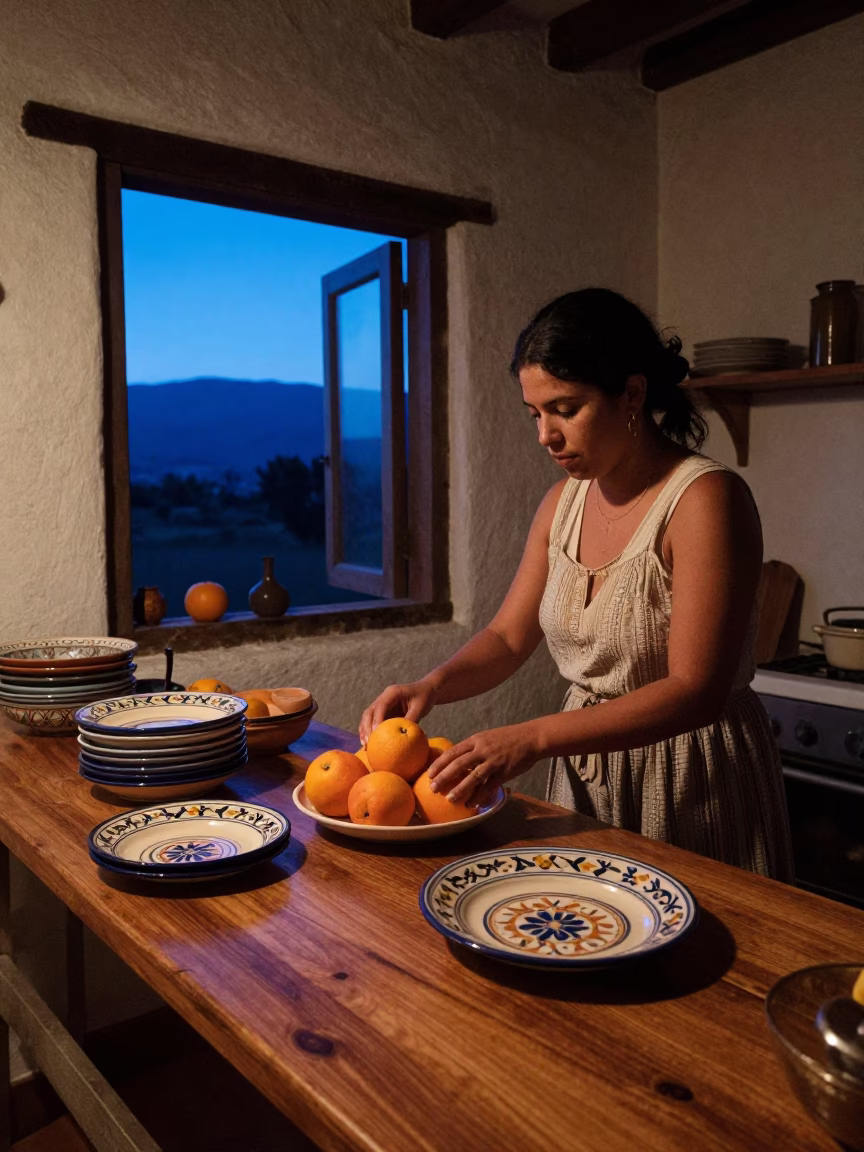 Kitchen Activity in Oaxaca at The Still Hours Before Dawn Light in in Oaxaca, Mexico