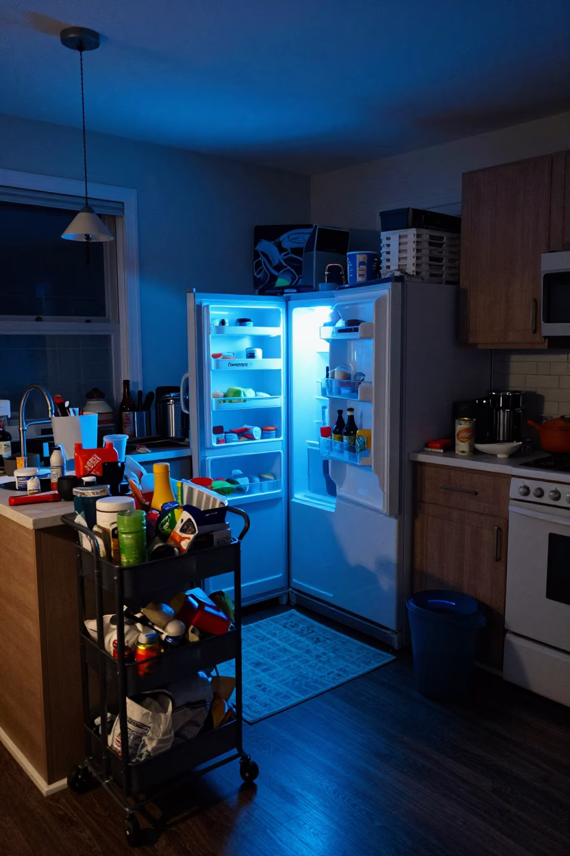 Kitchen Clutter in Portland at Midnight Light in in Portland, Oregon, United States