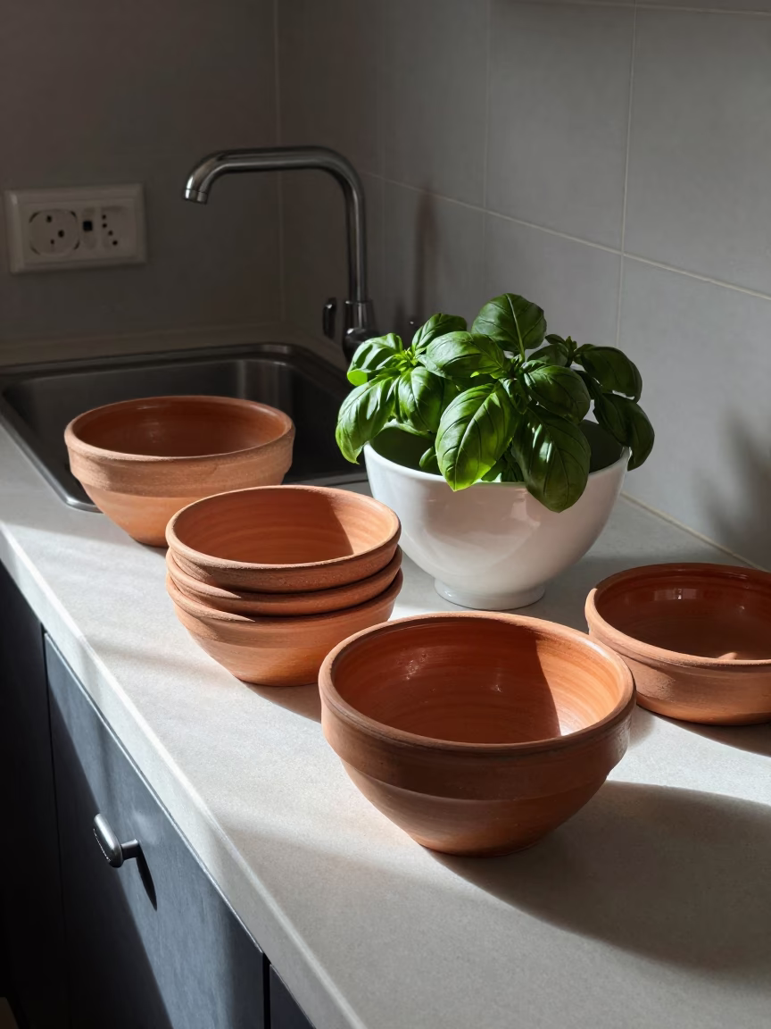 Kitchen Counter at Flat Noon Light in Rome in in Rome, Italy