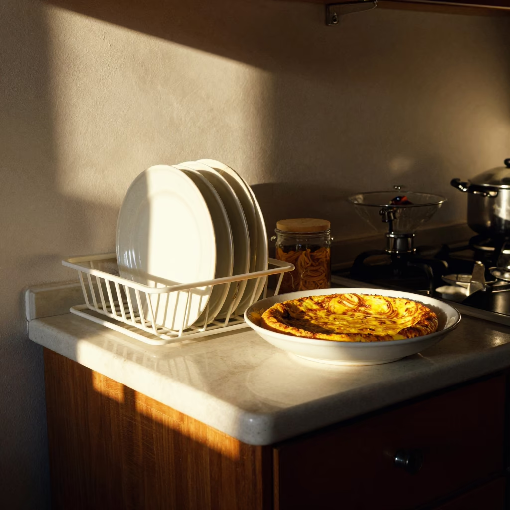 Kitchen Counter at The Late Afternoon Light in Palermo in in Palermo, Italy