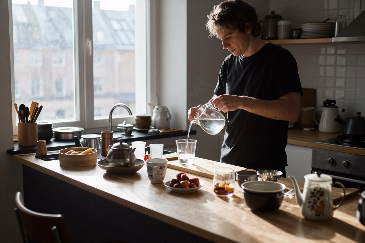 Kitchen Counter at The Late Morning Light in Copenhagen in in Copenhagen, Denmark