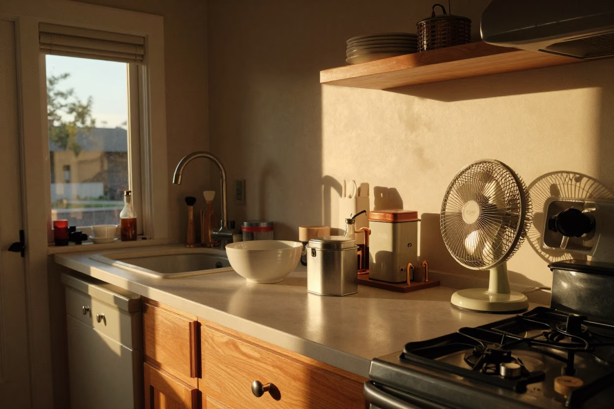 Kitchen Counter in Austin at Honeyed Evening Light in in Austin, Texas, United States