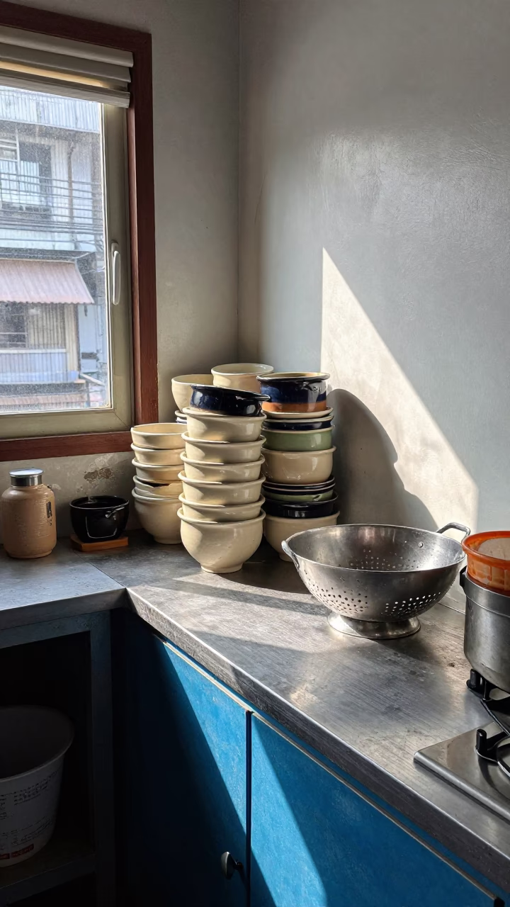 Kitchen Counter in Bangkok at Bright Midmorning Light in in Bangkok, Thailand