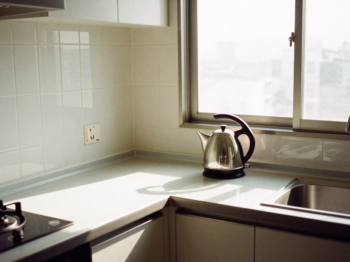Kitchen Counter in Fukuoka at Flat Noon Light in in Fukuoka, Japan