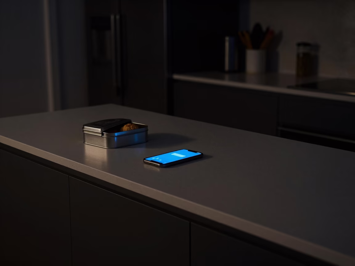 Kitchen Counter in Hobart at Deep In The Night Light in in Hobart, Tasmania, Australia