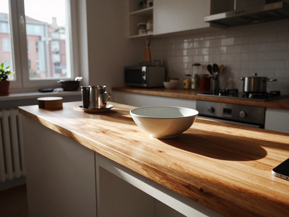 Kitchen Counter in Istanbul at The Late Afternoon Light in in Istanbul, Turkey