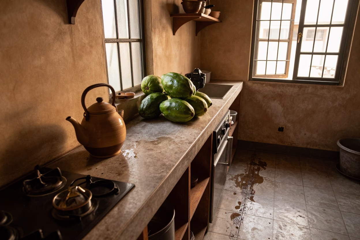 Kitchen Counter in Kochi at Late Afternoon Light in in Kochi, India