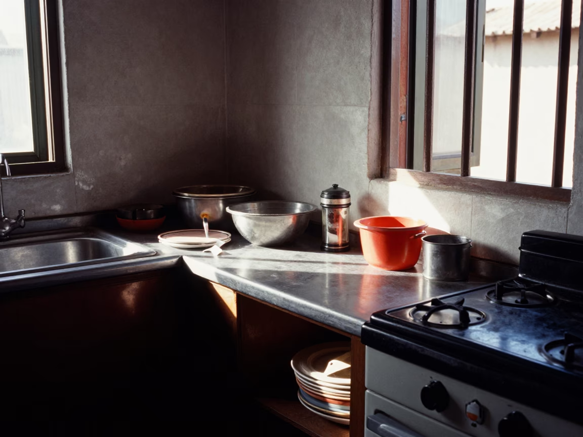 Kitchen Counter in Lima at The Late Morning Light in in Lima, Peru