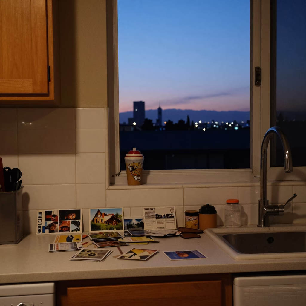 Kitchen Counter in Los Angeles at Indigo Twilight After Sunset in in Los Angeles, California, United States