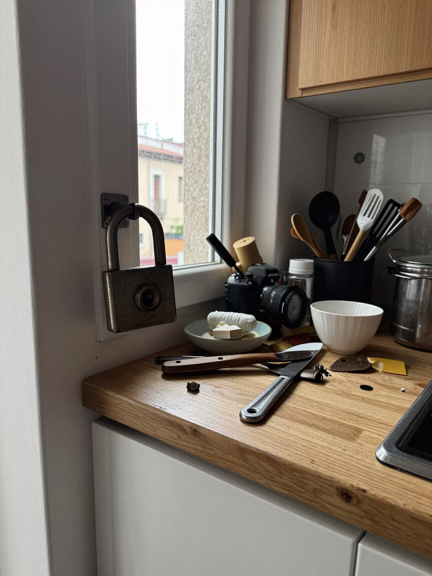 Kitchen Counter in Madrid at Midday Light in in Madrid, Spain