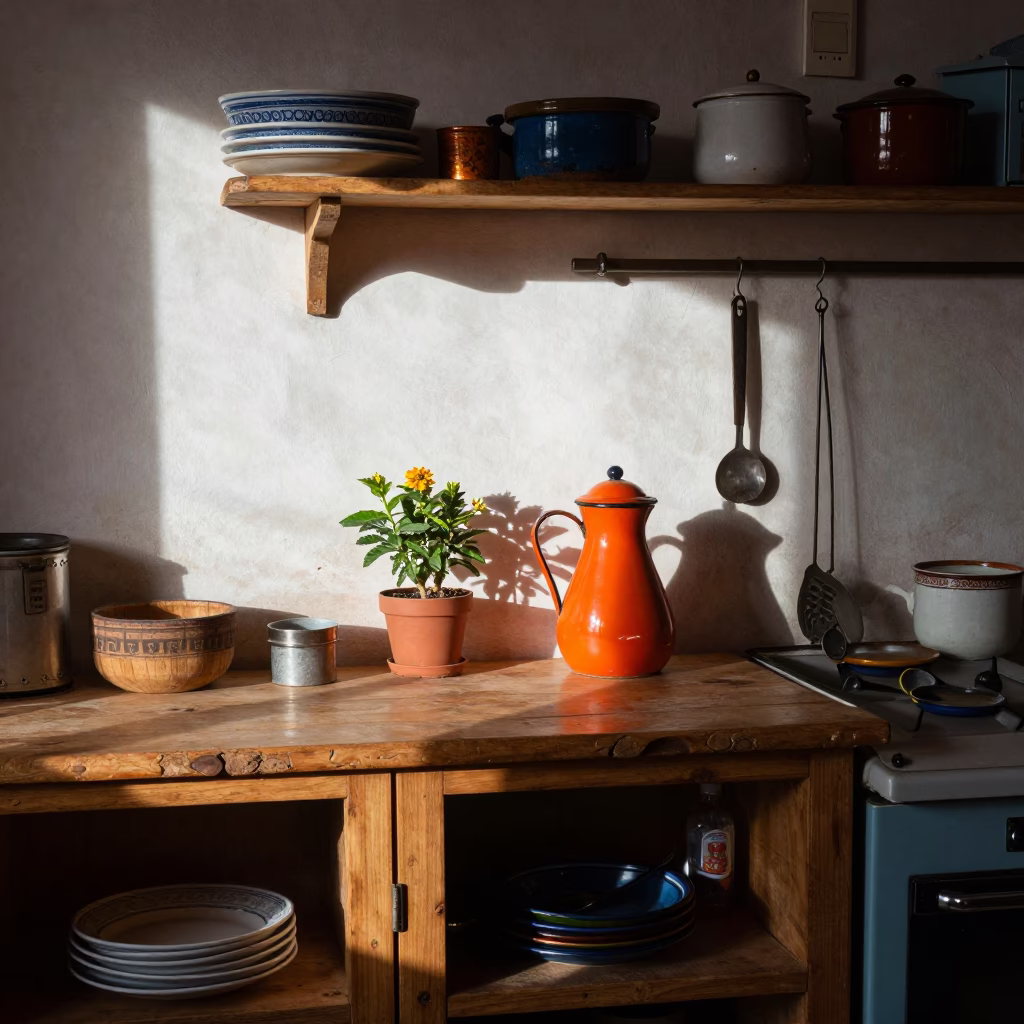 Kitchen Counter in Marrakech at The Late Morning Light in in Marrakech, Morocco