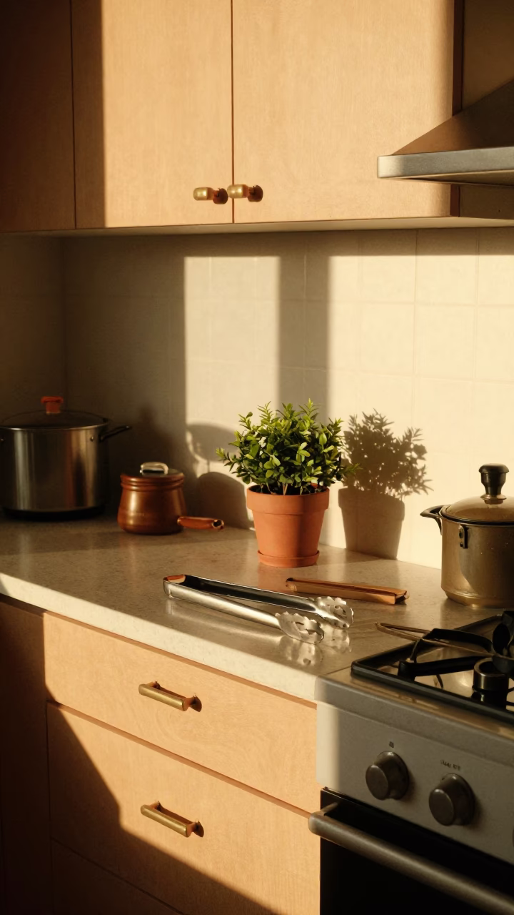 Kitchen Counter in Melbourne at Sunset Light in in Melbourne, Victoria, Australia