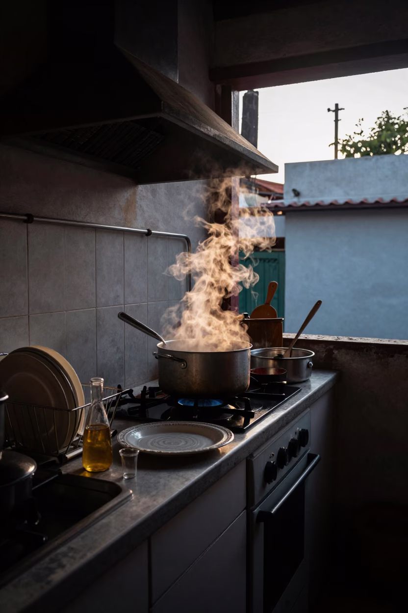 Kitchen Counter in Mexico City at The Early Evening Light in in Mexico City, Mexico