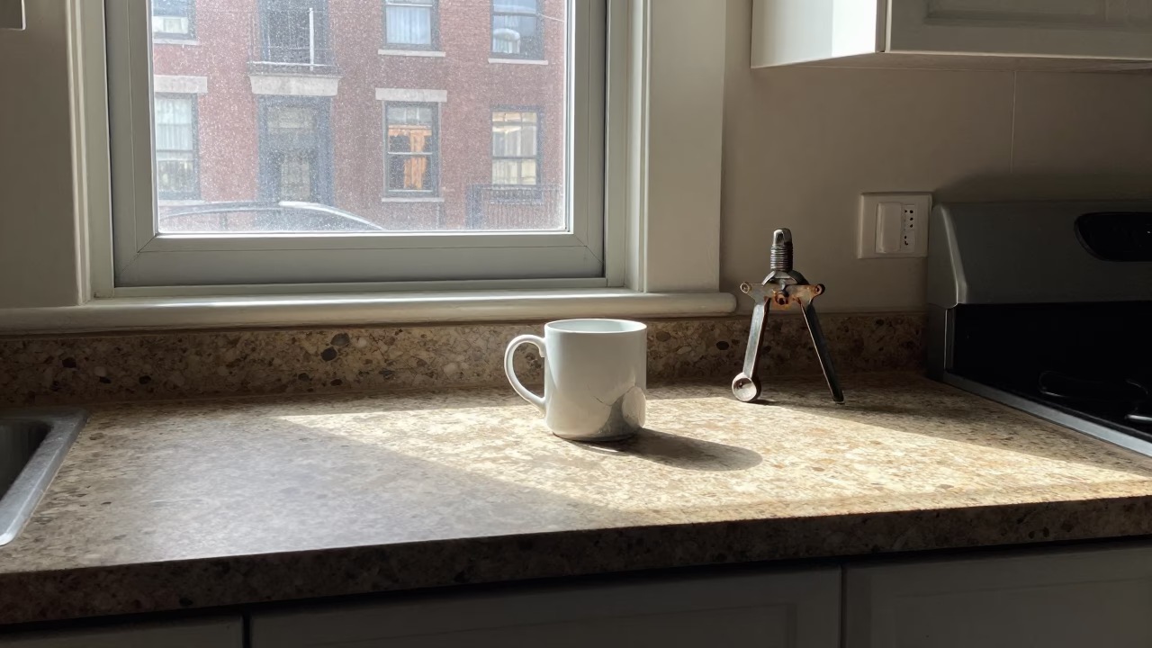 Kitchen Counter in New York at Flat Noon Light in in New York, New York, United States