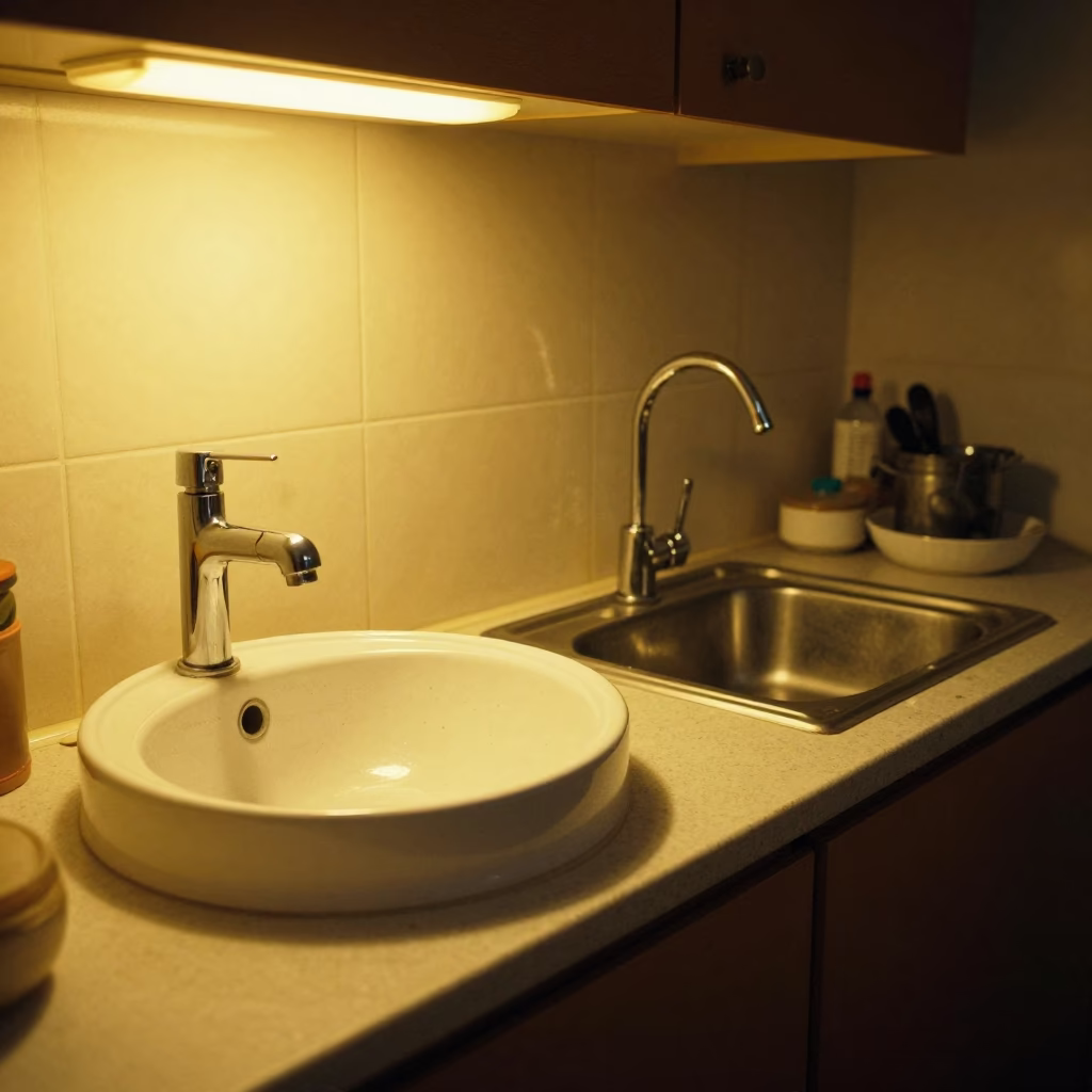 Kitchen Counter in Palermo at Late At Night Light in in Palermo, Italy