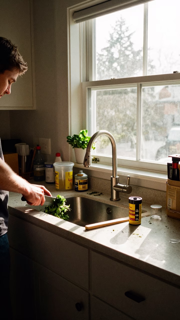 Kitchen Counter in Seattle at Clear Late-afternoon Light in in Seattle, Washington, United States