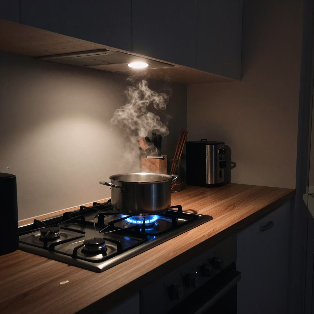Kitchen Counter in Stockholm at Deep In The Night Light in in Stockholm, Sweden