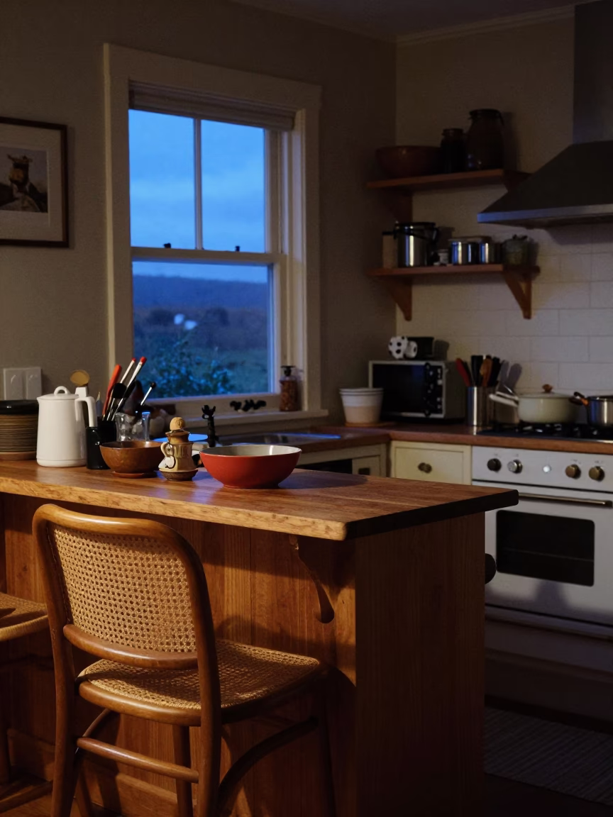 Kitchen Evening in Hobart at The Last Blue Light Of Evening in in Hobart, Tasmania, Australia