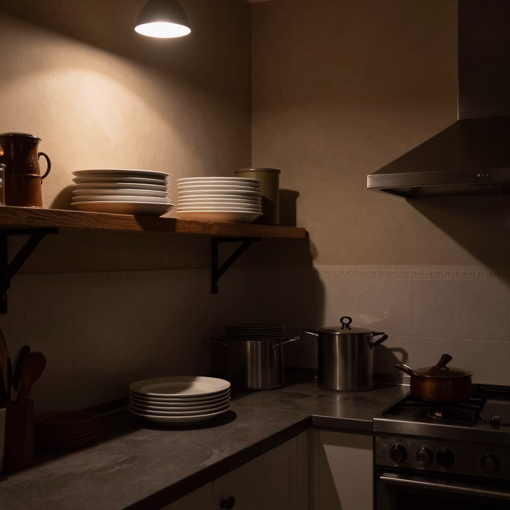 Kitchen Interior at Deep In The Night Light in Florence in in Florence, Italy
