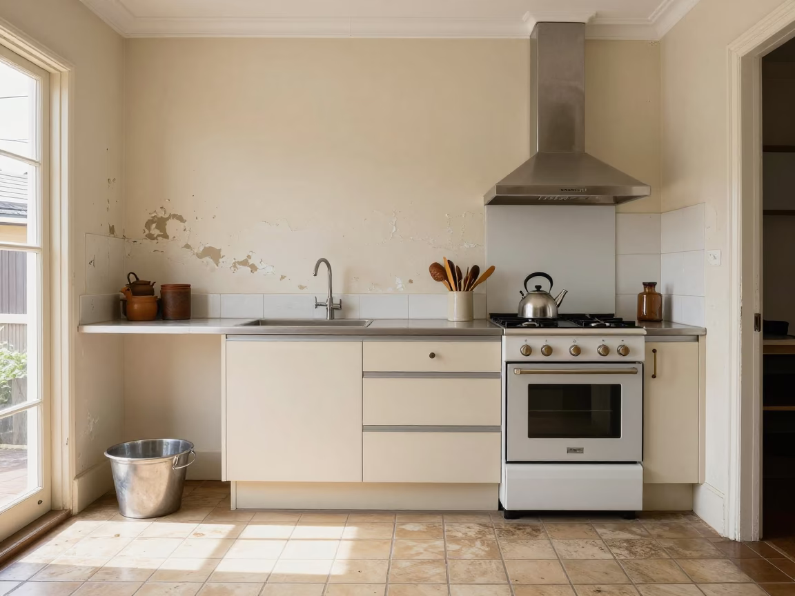 Kitchen Interior at Flat Noon Light in Sydney in in Sydney, New South Wales, Australia