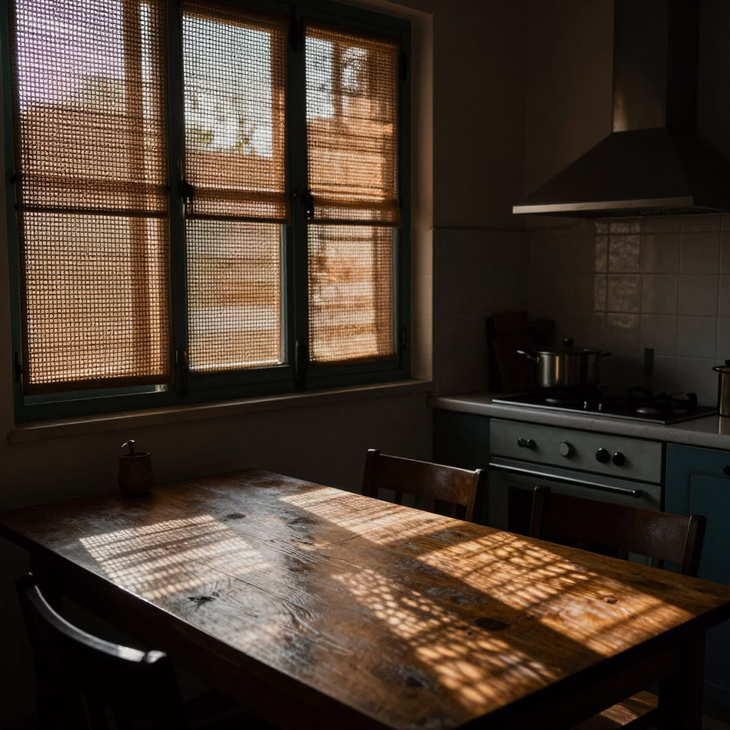 Kitchen Interior at The Early Evening Light in Beirut in in Beirut, Lebanon