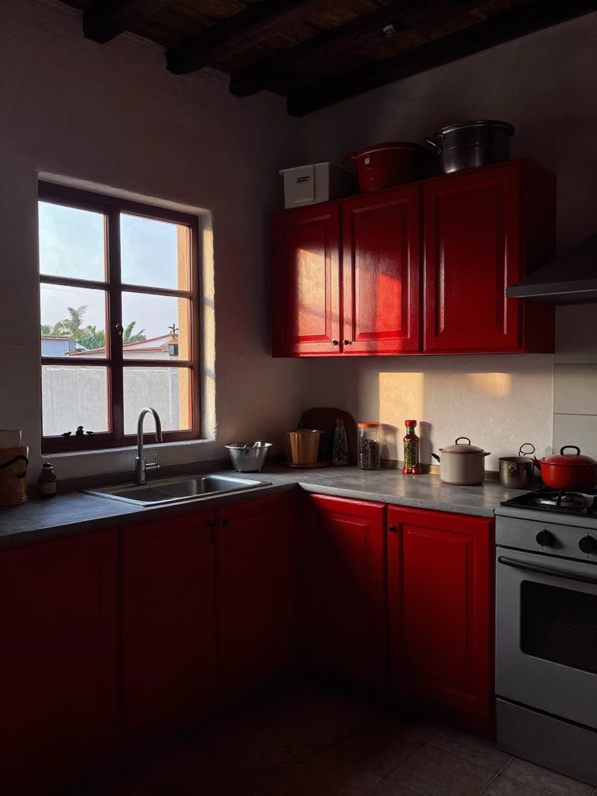 Kitchen Interior at The Early Evening Light in Lima in in Lima, Peru