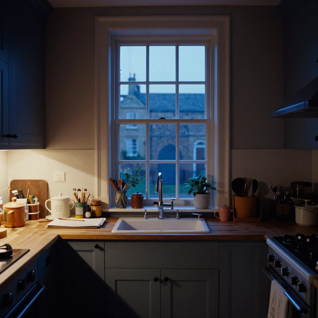 Kitchen Interior at The Last Blue Light Of Evening in Bristol in in Bristol, United Kingdom