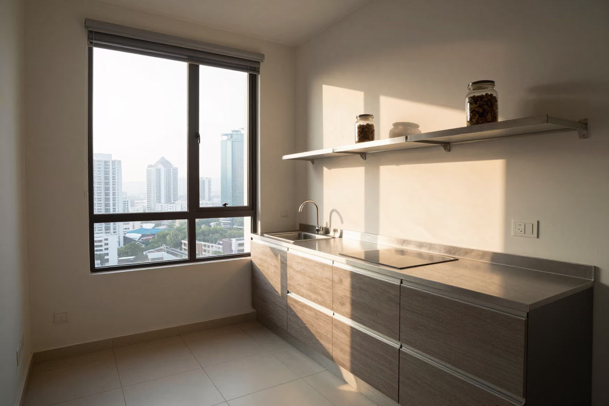 Kitchen Interior at The Late Afternoon Light in Kuala Lumpur in in Kuala Lumpur, Malaysia