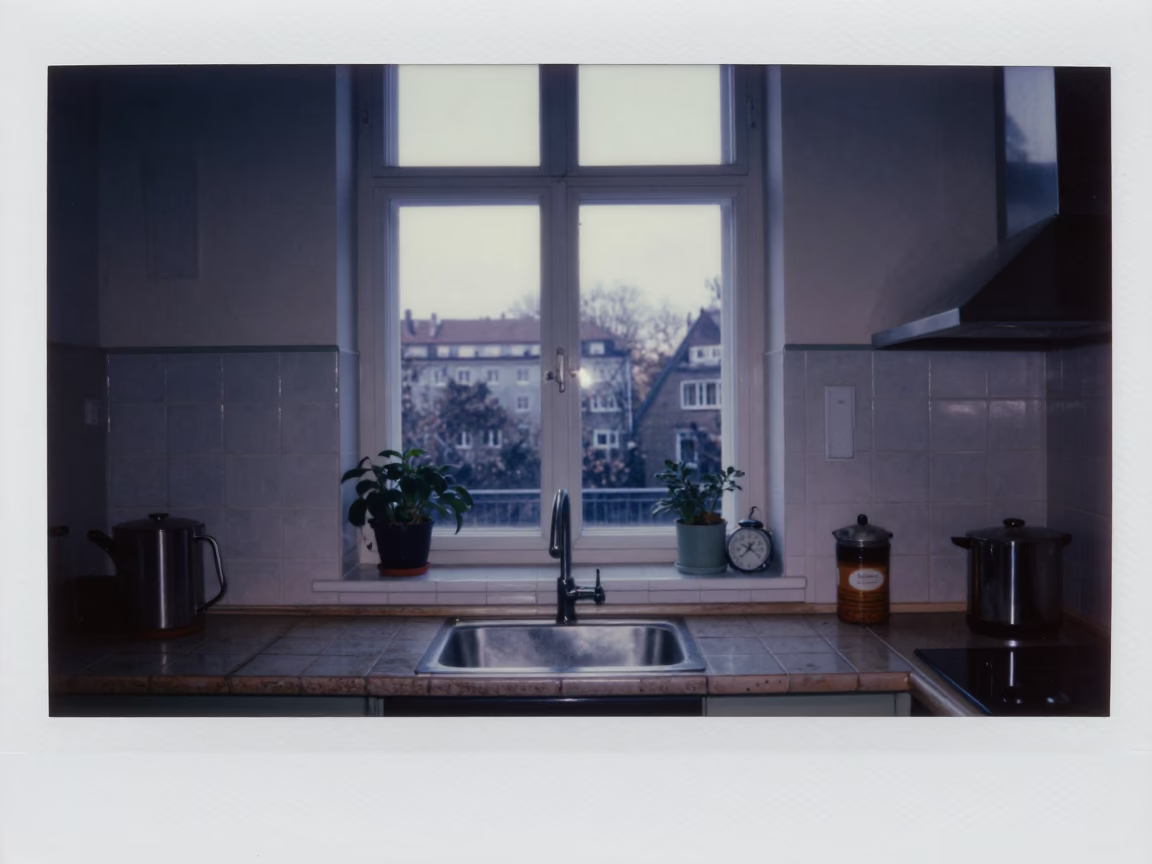 Kitchen Interior in Berlin at First Light Of Dawn in in Berlin, Germany