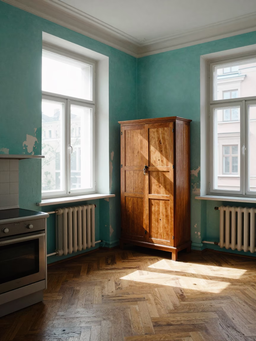Kitchen Interior in Berlin at The Late Morning Light in in Berlin, Germany