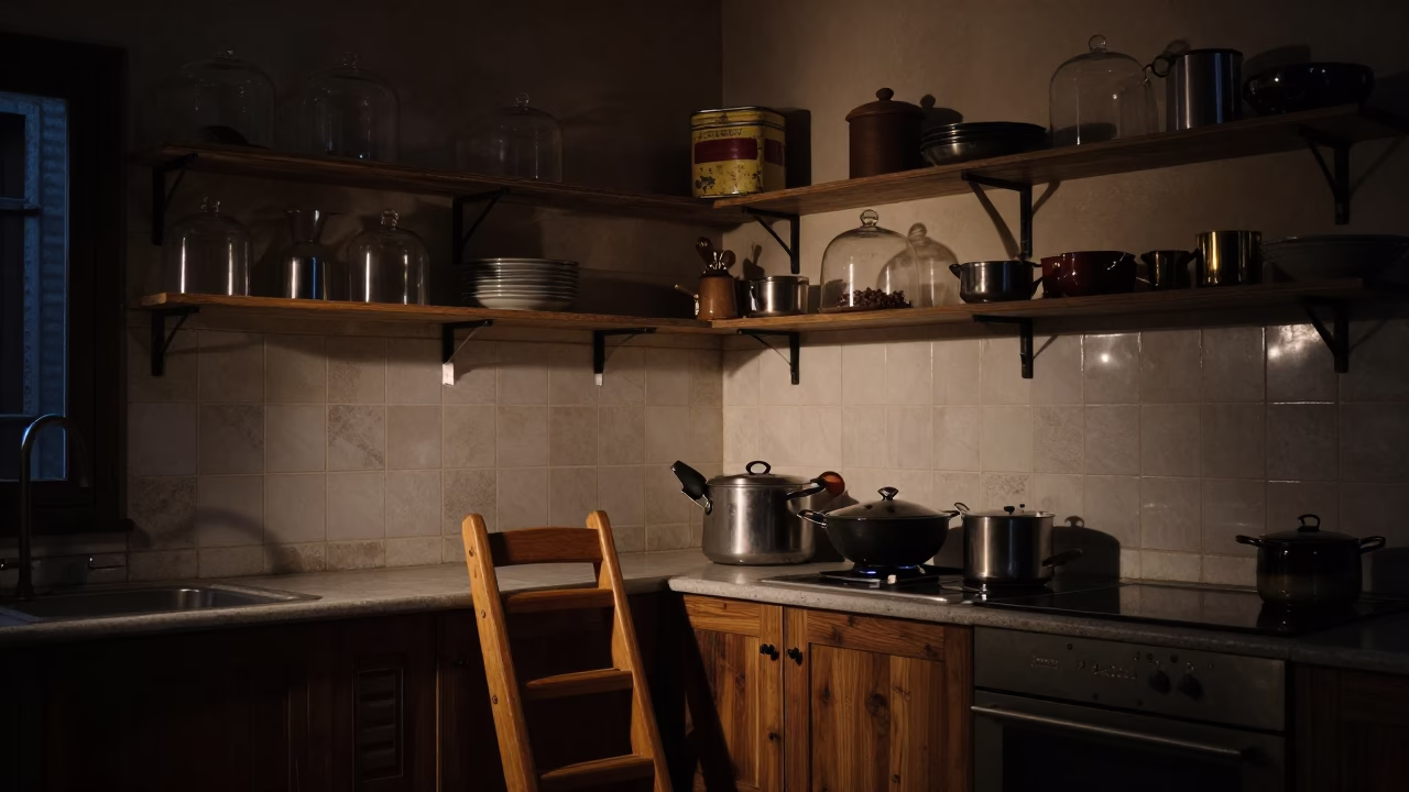 Kitchen Interior in Cairo at Midnight Light in in Cairo, Egypt