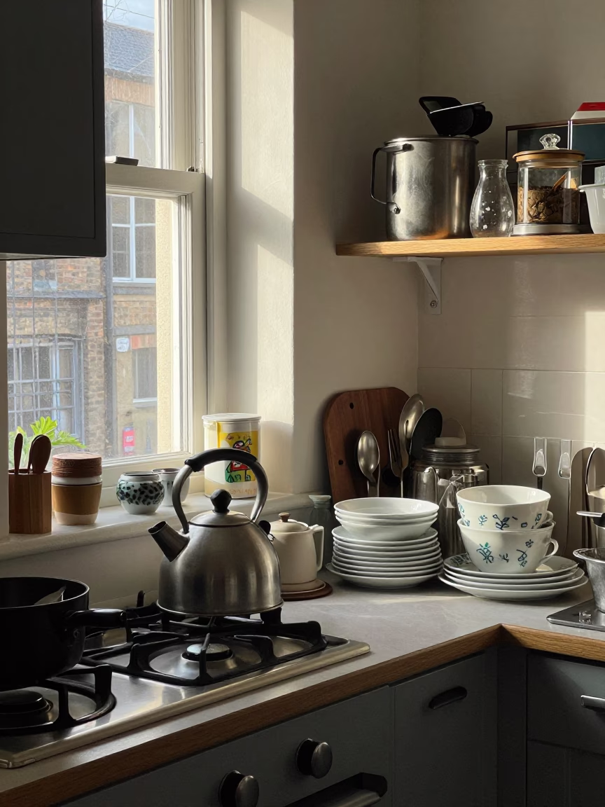 Kitchen Interior in Dublin at The Early Afternoon Light in in Dublin, Ireland