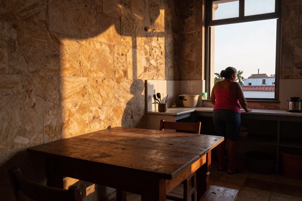 Kitchen Interior in Havana at First Light Of Dawn in in Havana, Cuba