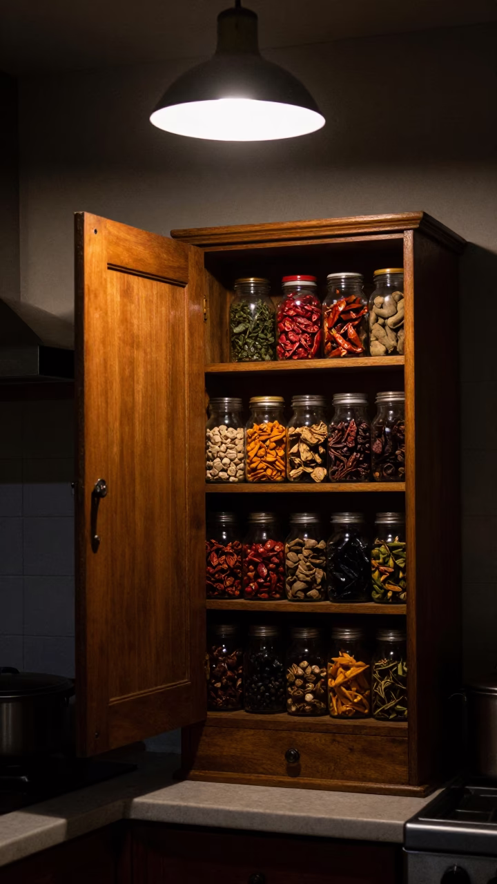 Kitchen Interior in Lima at Deep In The Night Light in in Lima, Peru