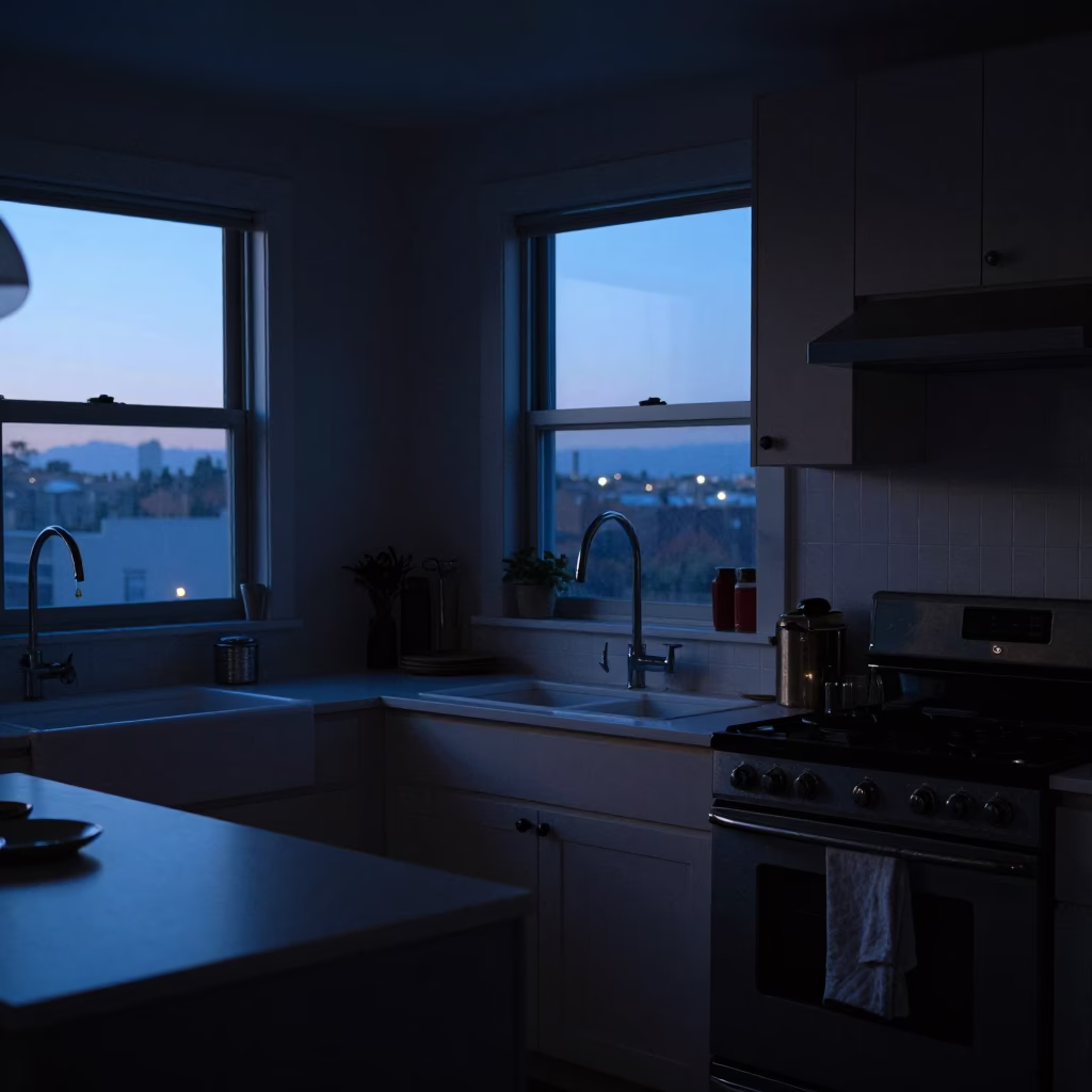 Kitchen Interior in Los Angeles at Blue Hour in in Los Angeles, California, United States
