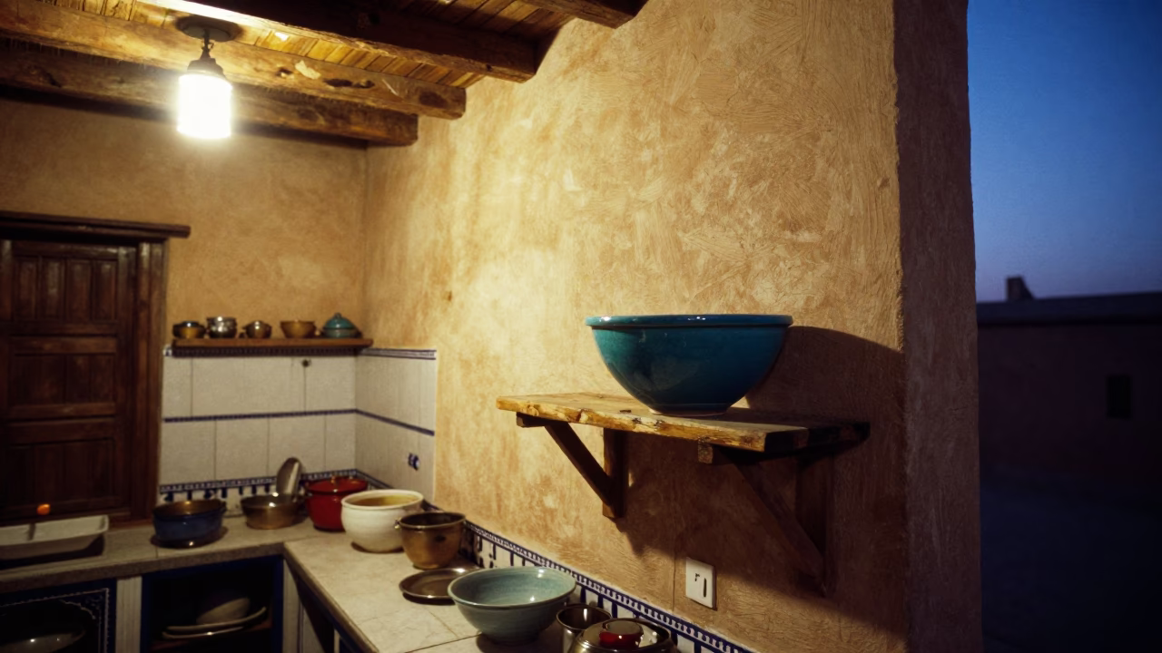 Kitchen Interior in Marrakech at Blue Hour in in Marrakech, Morocco