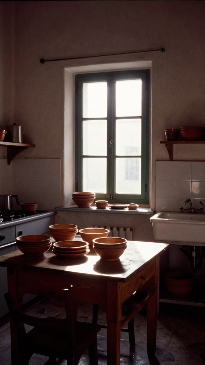 Kitchen Interior in Palermo at The Late Morning Light in in Palermo, Italy