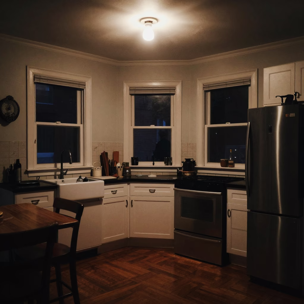 Kitchen Interior in Philadelphia at Late At Night Light in in Philadelphia, Pennsylvania, United States